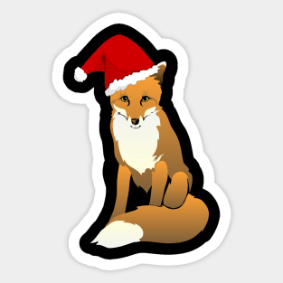 Christmas Fox, Foxy Santa, Christmas Animal, Christmas Fox, Santa Hat, Funny Fox Sticker